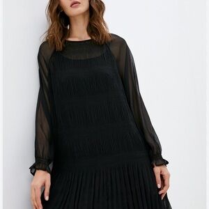 Mango Black Long Sleeve Dress